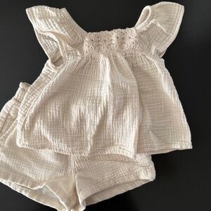 Adorable Crochet / Linen Set